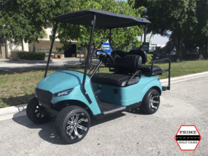 Blue EZGO 4 Passenger Golf Cart delray golf cart rental, golf cart rentals, rent golf cars