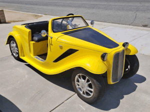Black and Yellow California Roadster 4 Passenger Golf Cart golf cart rental delray, golf cart rental